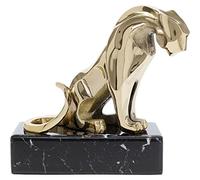 Kare Design Figura Decorativa Lion on Marble, Oro, Aluminio con Base de Cristal, Escultura león Elegante, Objeto Decorativo Llamativo, Accesorio Moderno para Interiores, Salón y Dormitorio, 34 cm
