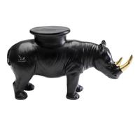 Kare Design Figura Decorativa Rhino, Negro, Polyresina Pintada a Mano, Escultura Rinoceronte artística, Objeto Decorativo salón y Dormitorio, Altura 23 cm