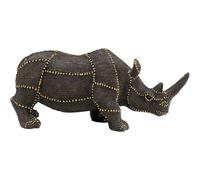 Kare Design Figura Decorativa Rhino Rivets Pearls, Negro, Poliresina Hecho a Mano, Escultura de Rinoceronte, Objeto Decorativo, Sala y Comedor, Decoración con Perlas, Altura 11 cm