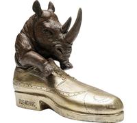 Kare Design Figura Decorativa Rhino Shoe Fetish, Oro/Negro, Polyresina Pintada a Mano, Escultura Rinoceronte Elegante, Objeto Decorativo Creativo, Salón y Dormitorio, 24 cm
