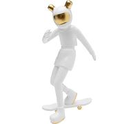 Kare Design Figura Decorativa Skating Astronauta, Oro/Blanco, Cerámica, Escultura Astronauta Patinador, Objeto Decorativo Moderno, Accesorio Creativo, Salón y Dormitorio, 33 cm