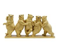 Kare Design Figura Decorativa Tipsy Bear, Dorado, Resina Pintada a Mano, Oso decoración Moderno, Escultura Animal Divertida, Accesorio de hogar, Decoración salón y Pasillo, 30cm