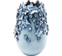 Kare Design florero decorativo Mariposas azul claro, cerámica para plantas artificiales, motivo mariposa, florero de mesa, 35 cm (h)