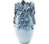 Kare Design Jarrón Butterflies, Azul Claro, Hecho a Mano, Mariposas, jarrón Decorativo, jarrón Grande para Flores, decoración para salón, Comedor, cerámica, 50x28x28cm
