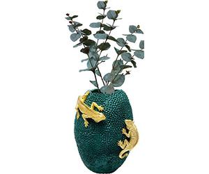 Kare Design jarrón Camaleón Jack Fruta, Verde, Altura 39cm, florero, jarrón de Mesa, decoración, Impermeable, Motivo camaleón, Naturaleza, salón, Dormitorio