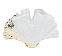 Kare Design Jarrón Gingko Elegance, Blanco/Dorado, Cerámica, Jarrón Decorativo, Adorno de Hogar y Oficina, Sala y Comedor, Dormitorio, Estancia, Idea para Regalo, Altura 18 cm