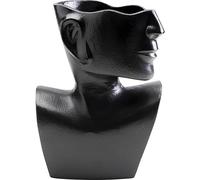 Kare Design Jarrón Rostoro Side, Negro, Aluminio Lacado, Decorativo, Adorno de Hogar, Sala y Comedor, Vaso para Flores, Jarrón de Mesa, Altura 27 cm