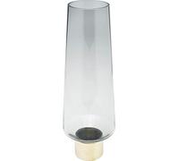 Kare Desig jarrón Noble Ring, gris,latón, jarrón decorativo, jarrón para flores, cristal, adornos de acero, soplado a boca, 40 x 14 x 14 cm (h/w/d)