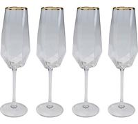 Kare Design Juego de 4 - Copa de champán con borde dorado