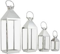 KARE Design Kare Linterna de Jardín (Set de 4), Plata, 71 x 23.4 x 24 cm, Acero