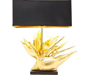 KARE Design lámapra de mesa Tropical Flower, nero/oro, estilo esotico, 65x51x22 cm, bombilla non incluida