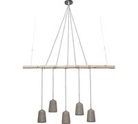 Kare Design Lámpara Colgante Dining Concrete Cinque, Acero Natural y Madera Maciza, Moderna, Estilo Urbano Chic, Aspecto Skadni, Salón, Comedor, Bombilla no Incluida, 120x160x15 cm