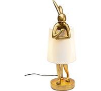 Kare Design Lámpara de Mesa Animal Rabbit, Dorado, Blanco, Lámpara de Conejo, Motivo de Animal, Altura 50cm, Dormitorio y Sala de Estar, sin Bombilla Incluida