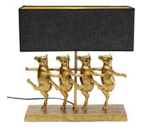 Kare Design Lámpara de Mesa Dancing Cows, Negro, Motivo de Vacas, Dorado, Rectangular, Lino, Moderna, Altura 43cm, Luz Decorativa, Decoración para Dormitorio y Sala de Estar, sin Bombilla Incluida