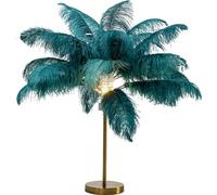 Kare Design Lámpara de Mesa Feather Palm, Verde, Motivo de Palmera, Plumas, Altura 60 cm, Luz Decorativa, Decoración para Dormitorio y Sala de Estar, sin Bombilla Incluida