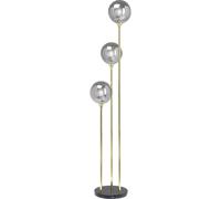 Kare Design Lámpara de pie con 3 globos de cristal, acero dorado y mármol H176