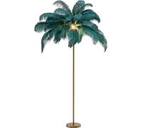Kare Design Lámpara de Pie Feather Palm, Azul Petrol, Plumas, Lámpara Decorativa, Iluminación Ambiente para Salón y Dormitorio, sin Bombilla Incluida, Altura 165 cm
