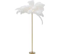 Kare Design Lámpara de Pie Feather Palm, Blanco, Plumas, Lámpara Decorativa, Iluminación Ambiente para Salón y Dormitorio, sin Bombilla Incluida, Altura 165 cm