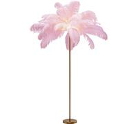 Kare Design Lámpara de Pie Feather Palm, Rosa, Plumas, Lámpara Decorativa, Iluminación Ambiente para Salón y Dormitorio, sin Bombilla Incluida, Altura 165 cm