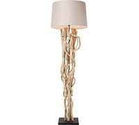 Kare Design lámpara de pie Scultra, moderna, gran lámpara de pie de diseño pantalla de tela y madera maciza entrelazada, 175x55x55cm (H/W/D)