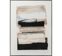 Kare Design Lienzo Lontano, beige/negro, 120 x 90 cm, marco de madera maciza, moderno, abstracto, salón