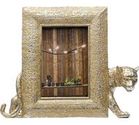 Kare Marco de fotos de diseño, diseño de leopardo, dorado, pintado a mano, cada pieza es única, paspartú de 12,70-17,78 cm, idea de regalo, objeto decorativo, salón, decoración de pared, 25 x 28,5 x