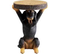 Kare Design Mesa Auxiliar Animal Bassotto, Negro, Diametro 32cm, Redonda, Diseño Animal Perro, Ligera, Mesa de Centro, Mesita de Noche, Decorativa, Decoración para Salón