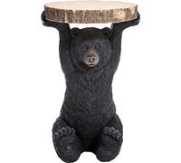 Kare Design Mesita auxiliar Animal Bear, negro/marrón, redonda, diametro 33 cm, mesita de noche, salón, oso, 53x33x33cm