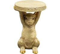 Kare Design Mesa Auxiliar Animal Pig, Dorado, Diametro 34cm, Redonda, Diseño Animal Perro, Ligera, Mesa de Centro, Mesita de Noche, Decorativa, Decoración para Salón
