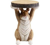 Kare Design Mesa Auxiliar Animal Rabbit, Marrón, Diametro 32cm, Redonda, Diseño Animal Conejo, Ligera, Mesa de Centro, Mesita de Noche, Decorativa, Decoración para Salón