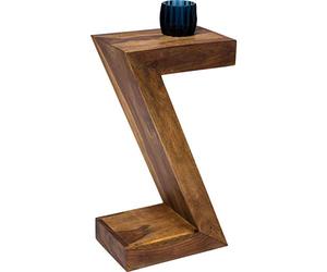 Kare Design Mesa Auxiliar Authentico Z, Marrón, Madera, Boho, Mesita de noche, Mesa de centro para sala de estar, dormitorio, oficina, 55x30x20cm