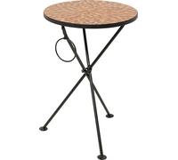 Kare Design Mesa Auxiliar Clack Mosaic, Naranja, Vidrio, Acero, Plegable, Redonda Diametro 35cm, Moderno, Mesa de Centro, Mesita de Noche, Decorativa, Decoración para Salón