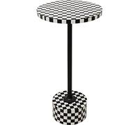 Kare Design Mesa Auxiliar Domero Geo, Negro/Blanco, Mesa de salón Redonda, Estructura de Acero, Mesa de Centro, diámetro 25cm, Mesa Auxiliar sofá, 50x25x25cm (A/A/P)
