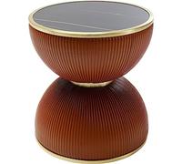 Kare Design Mesa Auxiliar Endless Vegas, Naranja, Tablero de Cerámica, Redonda Diametro 47cm, Moderno, Elegante, Mesa de Centro, Mesita de Noche, Decorativa, Decoración para Salón