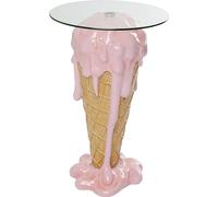 Kare Design Mesa Auxiliar Icecream, Rosa/marrón, Redonda, Mesa de Cristal, Aspecto Helado,Elegante, Estilo Moderno, diametro 48 cm