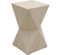 Kare Design Mesa Auxiliar Luxury Triangle Travertine, Beige, Aspecto Piedra, Altura 54cm, Moderno, Elegante, Mesa de Centro, Mesita de Noche, Decorativa, Decoración para Salón