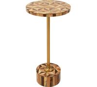 Kare Design Domero Geo Mesa Auxiliar, Oro/marrón, Redonda, Mesa de salón para sofá, Estructura de Acero, Mesa de Centro, diámetro 25cm, 50x25x25cm (A/A/P)