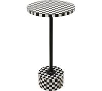 Kare Design Mesa Auxiliar Domero Geo, Negro/Blanco, Mesa de salón Redonda, Estructura de Acero, Mesa de Centro, diámetro 25cm, Mesa Auxiliar sofá, 50x25x25cm (A/A/P)