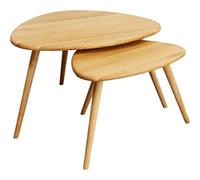 Kare Design Mesa Auxiliar Vigo, Marrón, Roble, Juego 2 Piezas, Altura 60cm, Clásico, Moderno, Mesa de Centro, Mesita de Noche, Decorativa, Decoración para Salón