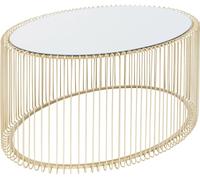 Kare Design Mesa de centro ovalada de acero dorado y vidrio espejado