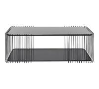 Kare Design Mesa de Centro Wire Double, Negra, 120x60cm, Cristal Templado y Acero, Mesa de Centro Rectangular, Elegante Mesa de Salón
