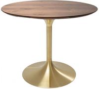 Kare Design Mesa de comedor 4 personas redonda nogal y oro D90