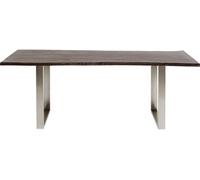 Kare Design Mesa de comedor de 8 plazas en marrón acacia y acero cromado 180x90