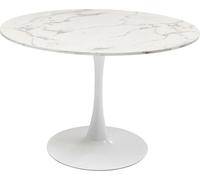 Kare Design Mesa de comedor mdf blanca tapa efecto mármol ø110 cm