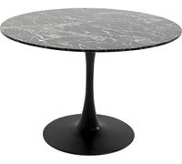 Kare Design Mesa de comedor mdf negro tapa efecto mármol ø110 cm