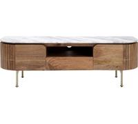 Kare Design Mueble TV 2 puertas 1 cajón mango macizo y mármol blan