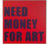 Kare Design Need Money - Cuadro cuadrado enmarcado (80 x 80 cm), diseño minimalista, color rojo y azul
