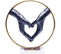 Kare Design objeto decorativo Elements Heart Hand, negro/oro, decoración, manos de corazón, base de mármol, 34x32x11 cm (h/w/d)