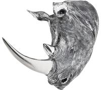 Kare Design objeto decorativo Rhino Antiguo, plata, 53cm, estilo exótico, amantes de los animales, decoración para salón, recibidor o comedor