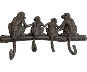 Kare Design Perchero de pared con diseño de familia de monos, negro, 38 cm, diseño de mono, decoración del hogar, organizador de pared, escultura divertida, para abrigo y sombrero, estilo decorativo